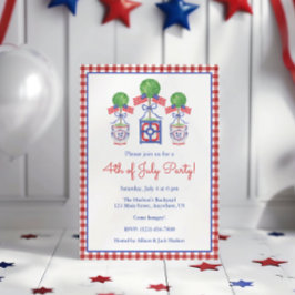 Waterverf 4 juli Amerikaanse vlag Topiary Party Kaart