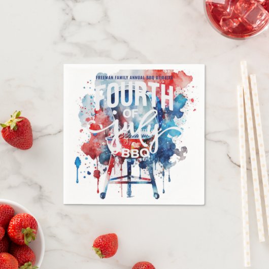 Waterverf 4 juli Barbecue Cookout Party Servet (Insitu)