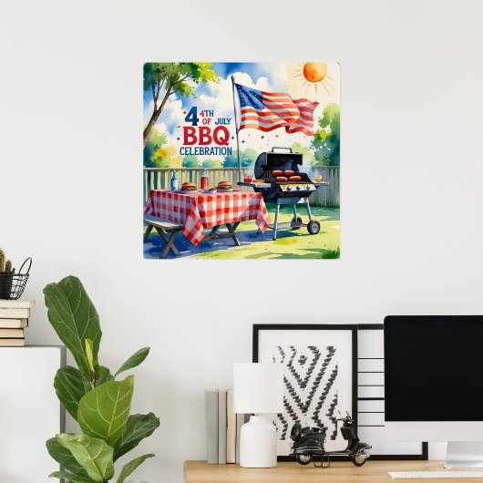 Waterverf 4 juli BBQ Poster (Thuiskantoor)