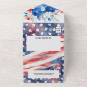 Waterverf 4 juli bruiloft all in one uitnodiging (Buitenkant)