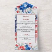 Waterverf 4 juli bruiloft all in one uitnodiging (Binnen)