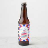 Waterverf 4 juli Cake Party Bier Etiket (Voorkant)