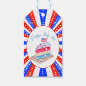 Waterverf 4 juli Cake Party Cadeaulabel (Voorkant)