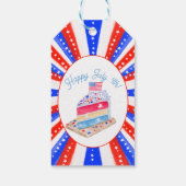 Waterverf 4 juli Cake Party Cadeaulabel (Achterkant)