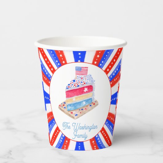 Waterverf 4 juli Cake Party Papieren Bekers (Voorkant)