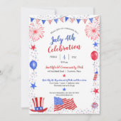 Waterverf 4 juli Onafhankelijkheidsdag Aankondiging (Voorkant)