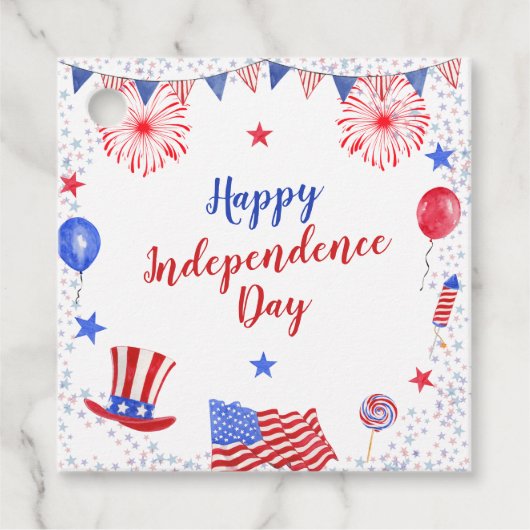 Waterverf 4 juli Onafhankelijkheidsdag Bedankjes Labels (Voorkant)
