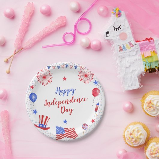 Waterverf 4 juli Onafhankelijkheidsdag Papieren Bordje (Feest)