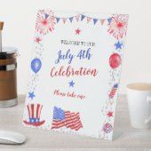 Waterverf 4 juli Onafhankelijkheidsdag Reclamebord Met Voetstuk (Insitu)