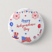 Waterverf 4 juli Onafhankelijkheidsdag Ronde Button 5,7 Cm (Voorkant)