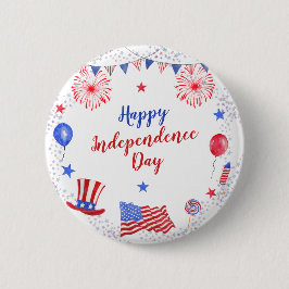Waterverf 4 juli Onafhankelijkheidsdag Ronde Button 5,7 Cm