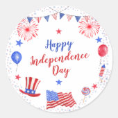 Waterverf 4 juli Onafhankelijkheidsdag Ronde Sticker (Voorkant)