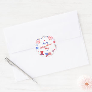 Waterverf 4 juli Onafhankelijkheidsdag Ronde Sticker