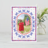 Waterverf 4 juli Patriotic Bow American Feestdagenkaart (Staand voorkant)