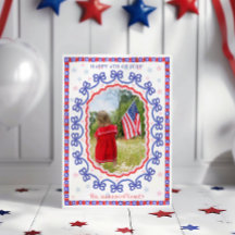 Waterverf 4 juli Patriotic Bow American