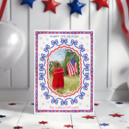 Waterverf 4 juli Patriotic Bow American Feestdagenkaart