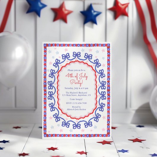 Waterverf 4 juli Patriotic Bow American Kaart
