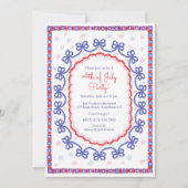 Waterverf 4 juli Patriotic Bow American Kaart (Voorkant)