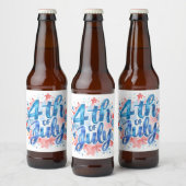 Waterverf 4 juli Patriottisch Bier Etiket (Flessen)