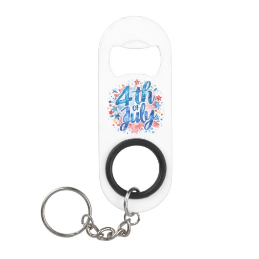 Waterverf 4 juli Patriottisch Mini Flessenopener (Voorkant)