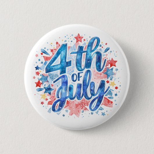 Waterverf 4 juli Patriottisch Ronde Button 5,7 Cm (Voorkant)