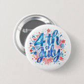 Waterverf 4 juli Patriottisch Ronde Button 5,7 Cm (Voorkant /achterkant)