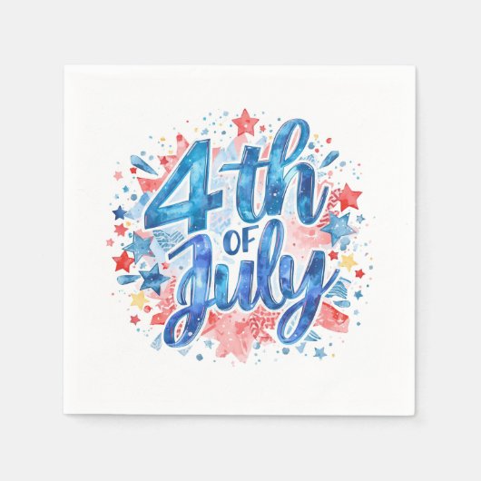 Waterverf 4 juli Patriottisch Servet (Voorkant)
