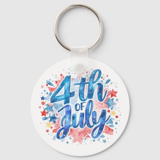 Waterverf 4 juli Patriottisch Sleutelhanger (Voorkant)