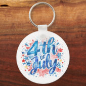 Waterverf 4 juli Patriottisch Sleutelhanger (Voorkant)