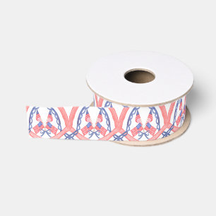 Waterverf 4 juli Rood Wit en Blauwe Vlaggen Grosgrain Lint