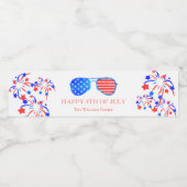 Waterverf 4 juli Verenigde Staten Zonnebril van de Waterfles Etiket (Enkel label)