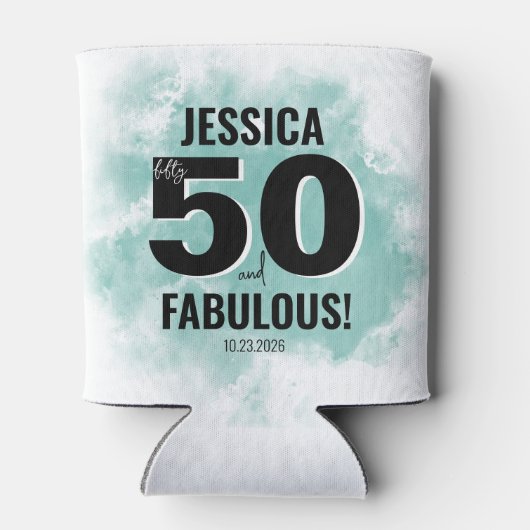 Waterverf 50e verjaardag blikjeskoeler (Achterkant)