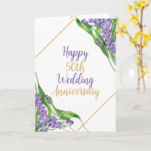 Waterverf 50ste bruiloft Jubileum Kaart (Gele Bloem)