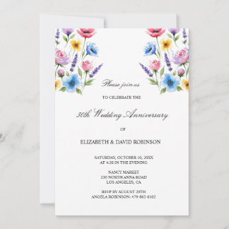 Waterverf 50ste huwelijksverjaardag kaart