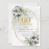 Waterverf 60ste verjaardag Boho groene uitnodiging (Voorkant)