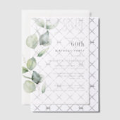 Waterverf 60ste verjaardagsfeest Eucalyptus Vellum Uitnodigingen (Offset (Uitnodiging))