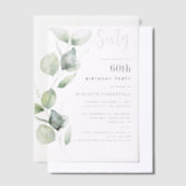 Waterverf 60ste verjaardagsfeest Eucalyptus Vellum Uitnodigingen (Offset)