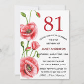 Waterverf 81e verjaardag Vlaanderen papaver Kaart (Voorkant)