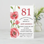 Waterverf 81e verjaardag Vlaanderen papaver Kaart (Staand voorkant)