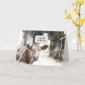 Waterverf 85e verjaardag Koe in schuur Kaart (Gele Bloem)