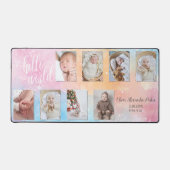 Waterverf 8-foto Baby Collage w/aangepaste script Bureaumat (Voorkant)