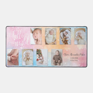 Waterverf 8-foto Baby Collage w/aangepaste script Bureaumat