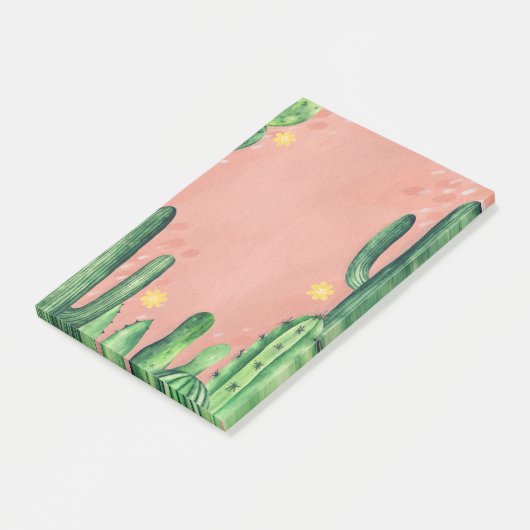 Waterverf a cute groene roze cactus. Succulenten Post-it® Notes (Schuin)