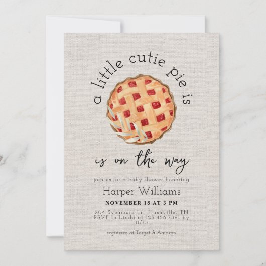 Waterverf A Cutie Pie is onderweg naar Baby shower Kaart (Voorkant)