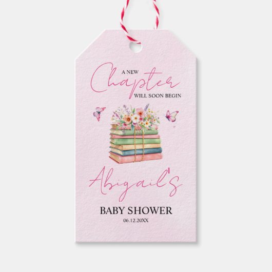 Waterverf A New Chapter Begint Baby Meisje Douche Cadeaulabel (Voorkant)