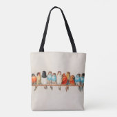 Waterverf A Perch des Birds monogram naam Tote Bag (Achterkant)