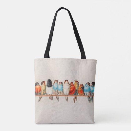 Waterverf A Perch des Birds monogram naam Tote Bag (Achterkant)
