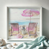 Waterverf aan de kust 2 foto afdruk