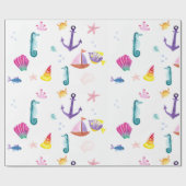 Waterverf aan de kust cadeaupapier (Vlak)