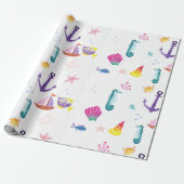 Waterverf aan de kust cadeaupapier (Uitgerold)